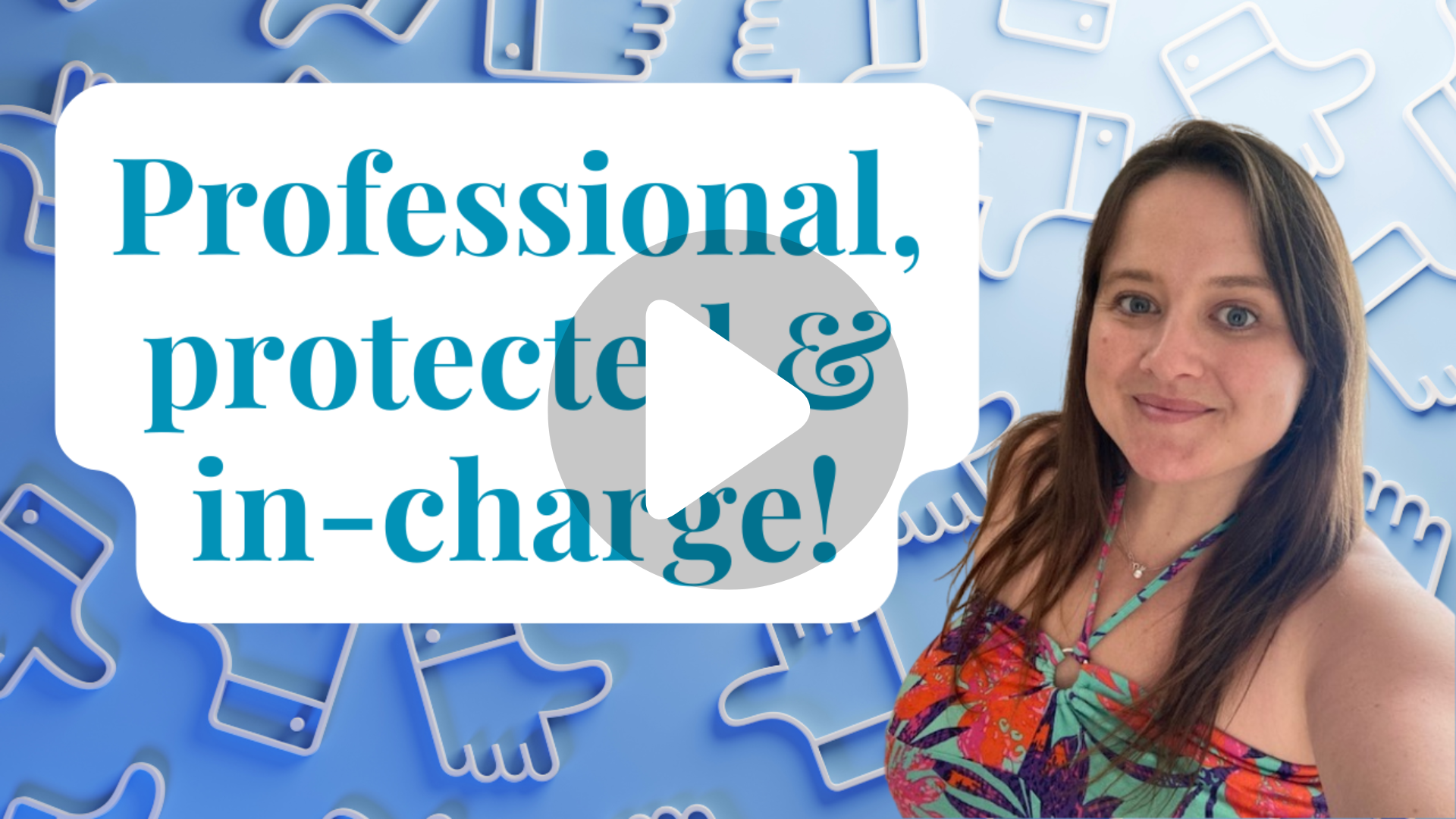 An image of Kayleigh with a text Professional protected and in-charge