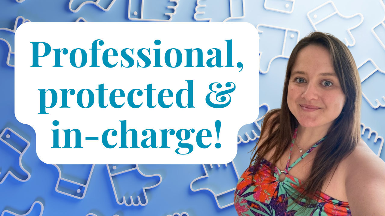 original-1DD9E331-DFA3-4462-B2B0-D49CF08D28E6 An image of Kayleigh with a text Professional protected and in-charge